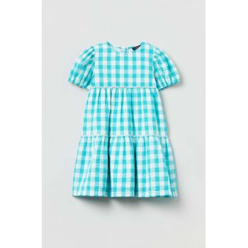 OVS rochie din bumbac pentru copii culoarea verde, mini, evazati ieftina