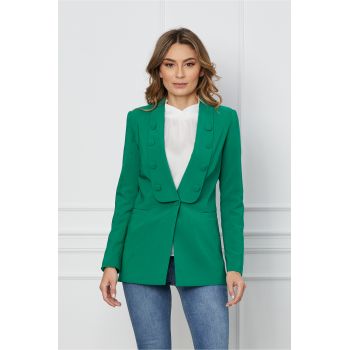 Sacou LaDonna verde cu nasturi decorativi