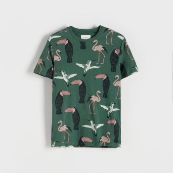 Reserved - Tricou oversized cu imprimeu în relief - Turcoaz