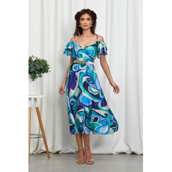 Rochie Ignis Albastra Multicolora la reducere