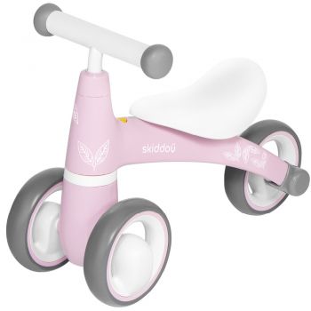 Tricicleta pentru copii fara pedale Berit Ride-On Skiddou Keep Pink, actionata cu picioarele, recomandata copiilor de la 1 an pana la 3 ani, cu roti din spuma EVA