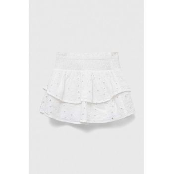 Abercrombie & Fitch fusta din bumbac pentru copii culoarea alb, mini, evazati