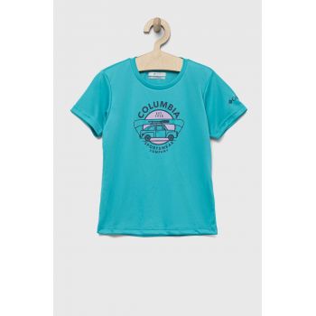 Columbia tricou copii Mirror Creek Short Sleeve Graphic Shirt culoarea turcoaz