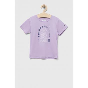 Columbia tricou copii Mirror Creek Short Sleeve Graphic Shirt culoarea violet ieftin