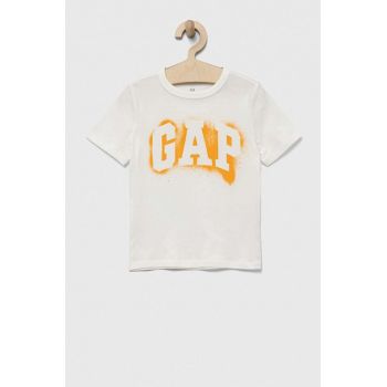 GAP tricou de bumbac pentru copii culoarea alb, cu imprimeu