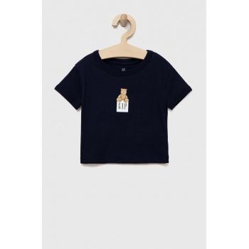 GAP tricou de bumbac pentru copii culoarea albastru marin