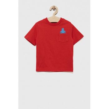 GAP tricou de bumbac pentru copii culoarea rosu, cu imprimeu de firma original