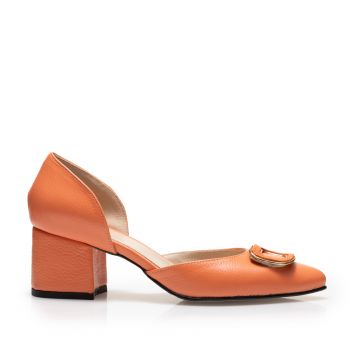 Pantofi eleganți damă din piele naturală - 23019 Orange Box ieftin