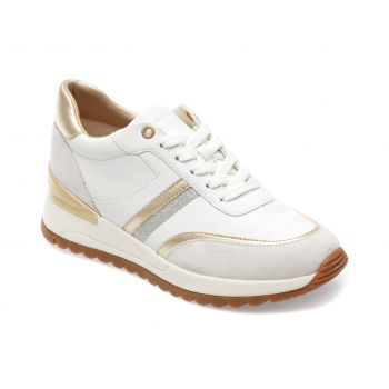 Pantofi GEOX albi, D3500A, din piele naturala