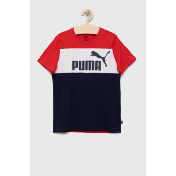 Puma tricou de bumbac pentru copii culoarea albastru marin, cu imprimeu
