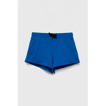 Sisley pantaloni scurți din bumbac pentru copii culoarea albastru marin, cu imprimeu, talie reglabila