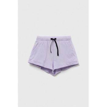Sisley pantaloni scurți din bumbac pentru copii culoarea violet, cu imprimeu, talie reglabila de firma originali