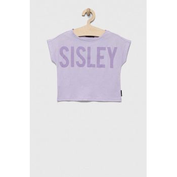 Sisley tricou de bumbac pentru copii culoarea violet