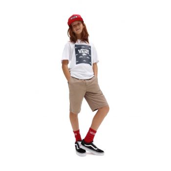Vans tricou de bumbac pentru copii BY PRINT BOX BOYS WHITE/DRESS BLU culoarea alb, cu imprimeu