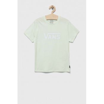 Vans tricou de bumbac pentru copii GR FLYING V CREW GIR FLYV CLEAR culoarea verde, cu imprimeu