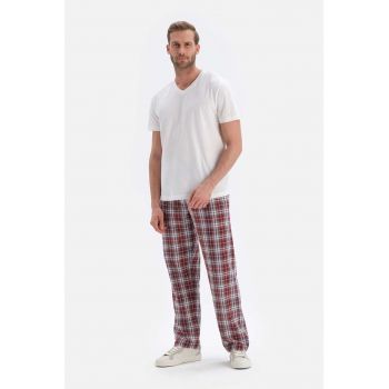 Pantaloni de pijama din bumbac cu model in carouri de firma originale