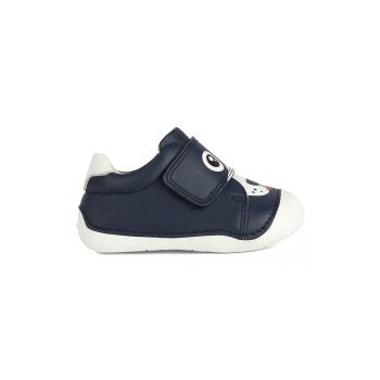 Pantofi de piele cu velcro si imprimeu grafic