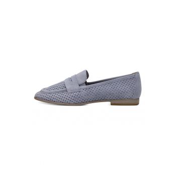 Pantofi loafer din piele intoarsa cu aspect perforat