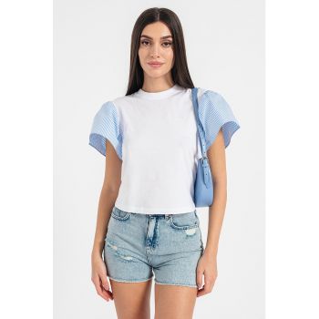 Tricou de bumbac organic cu maneci tip fluture