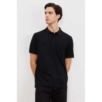 Tricou polo din material pique cu buzunar pe piept