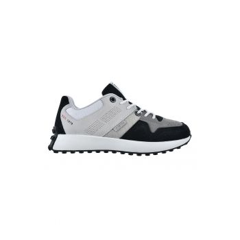 Pantofi sport colorblock de piele intoarsa si material textil