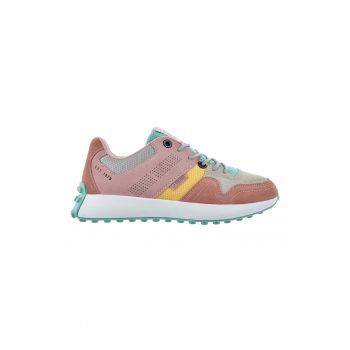 Pantofi sport colorblock de piele intoarsa