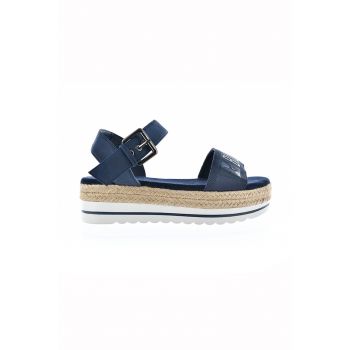 Sandale flatform de piele ecologica si material textil