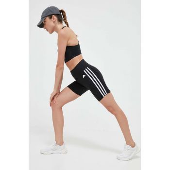 adidas Performance pantaloni scurți de antrenament Training Essentials femei, culoarea negru, cu imprimeu, high waist