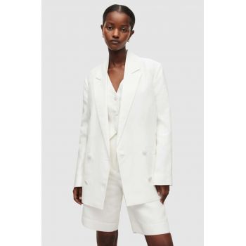 AllSaints blazer din amestec de in culoarea alb, oversize, neted