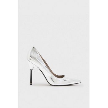 AllSaints stilettos de piele culoarea argintiu, Nova