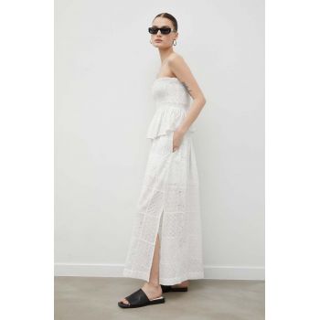 Herskind fusta din bumbac culoarea alb, maxi, evazati