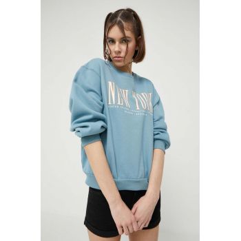 Hollister Co. bluza femei, culoarea turcoaz, cu imprimeu