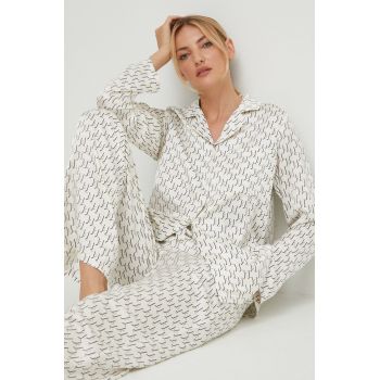 Karl Lagerfeld pijama femei, culoarea bej de firma originale