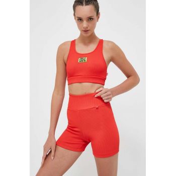 LaBellaMafia pantaloni scurți de antrenament Flame culoarea rosu, neted, high waist