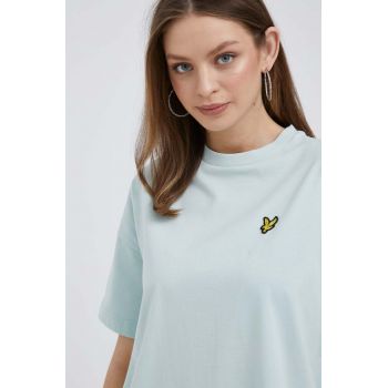 Lyle & Scott tricou din bumbac culoarea turcoaz