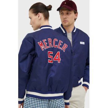 Mercer Amsterdam geaca bomber culoarea albastru marin, de tranzitie