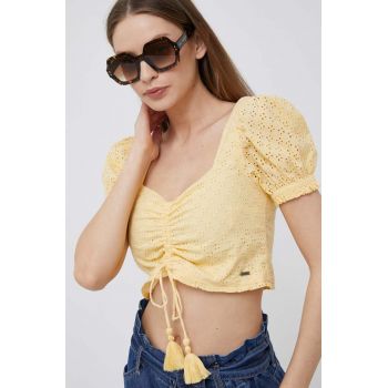 Pepe Jeans top din bumbac culoarea galben