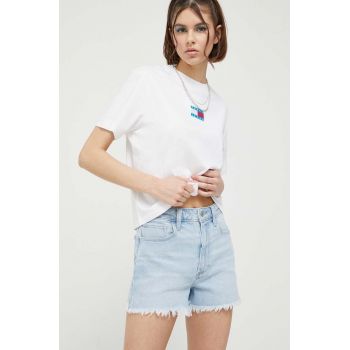 Tommy Jeans tricou din bumbac culoarea alb