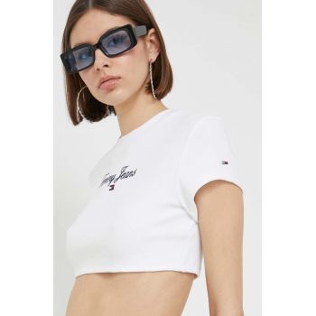 Tommy Jeans tricou femei, culoarea alb