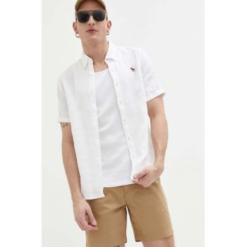 Abercrombie & Fitch camasa de in culoarea alb, cu guler button-down, regular