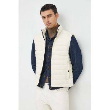 BOSS vesta barbati, culoarea bej, de tranzitie