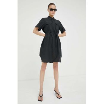 G-Star Raw rochie din amestec de in culoarea gri, mini, evazati de firma originala