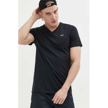 Hollister Co. tricou din bumbac culoarea negru, neted