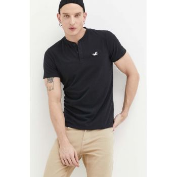 Hollister Co. tricou din bumbac culoarea negru, neted