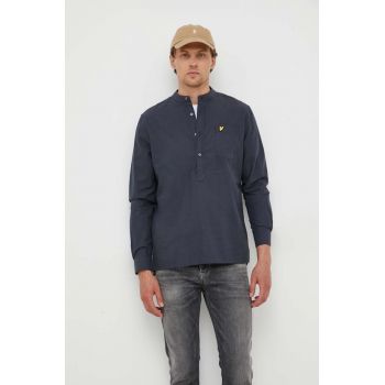 Lyle & Scott camasa din bumbac barbati, culoarea albastru marin, regular