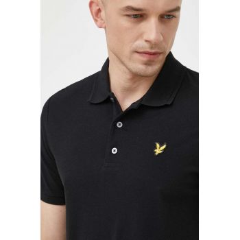 Lyle & Scott polo de bumbac culoarea negru, neted