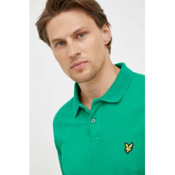 Lyle & Scott polo de bumbac culoarea verde, neted