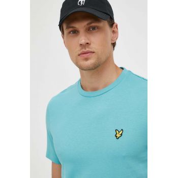 Lyle & Scott tricou din bumbac culoarea turcoaz, neted