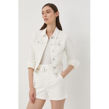 Morgan geaca jeans femei, culoarea alb, de tranzitie de firma originala