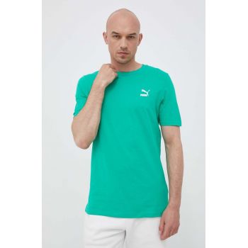Puma tricou din bumbac culoarea verde, uni 535587-02 ieftin